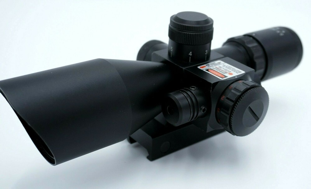 Adjustable 2.5-10x40 Compact Rifle Scope Illuminated Mil-Dot RED Laser & Mount