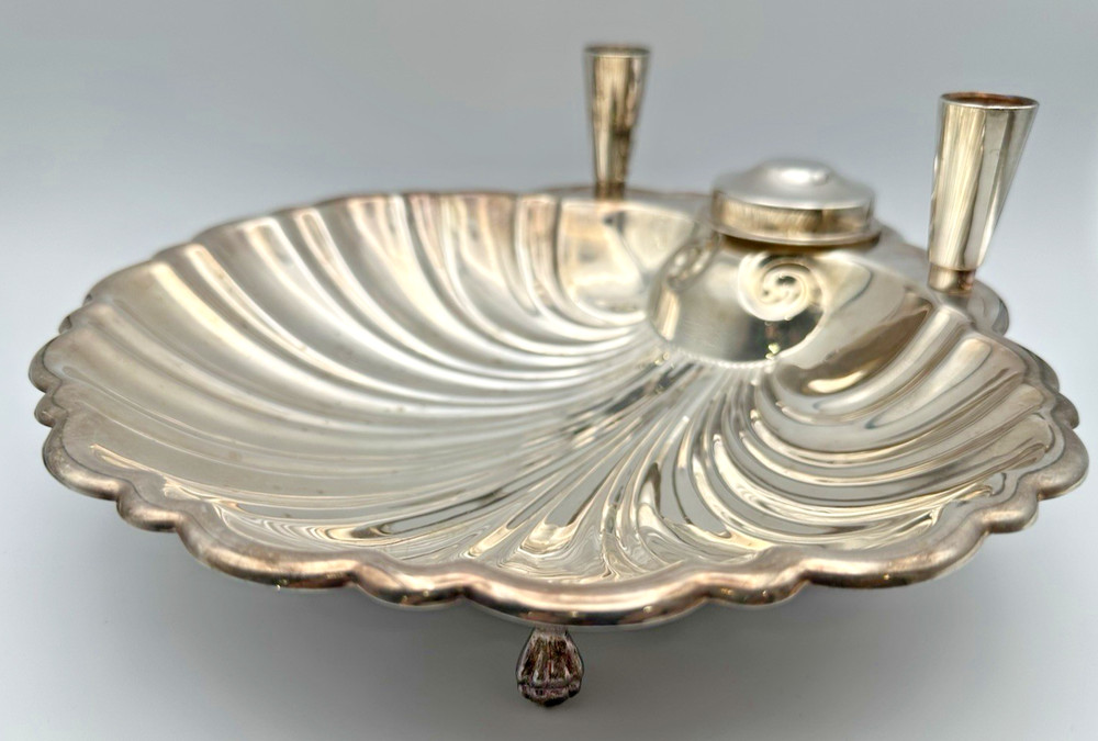 Vintage Starr Co. Silver Plate Shell Appetizer Serving Toothpick Holder Dish 11"