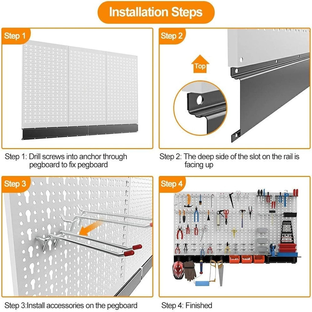 109Pcs Wall Organizer Utility Storage Kit with Toolboard Hooks & Accessories, 4