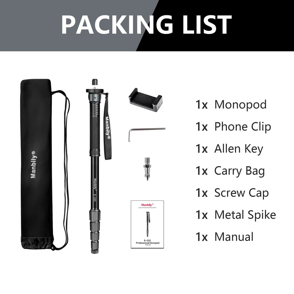 Manbily Camera Monopod, E-222 GRAY NEW ARRIVAL US