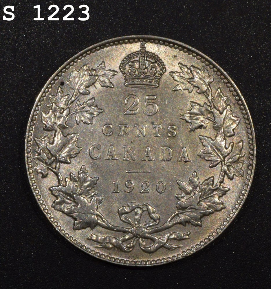 1920 Canada Silver 25 Cents "AU++"