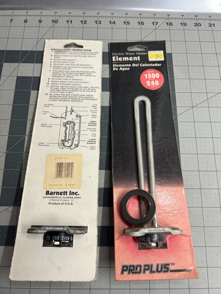 NOS 2-pack lot Barnett PRO PLUS Water Heater Heating Element 481531 1500W 240V