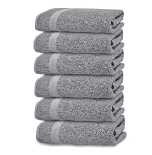 Mainstays Basic Hand Towel, Soft 100% Cotton Hand Towel, Gray