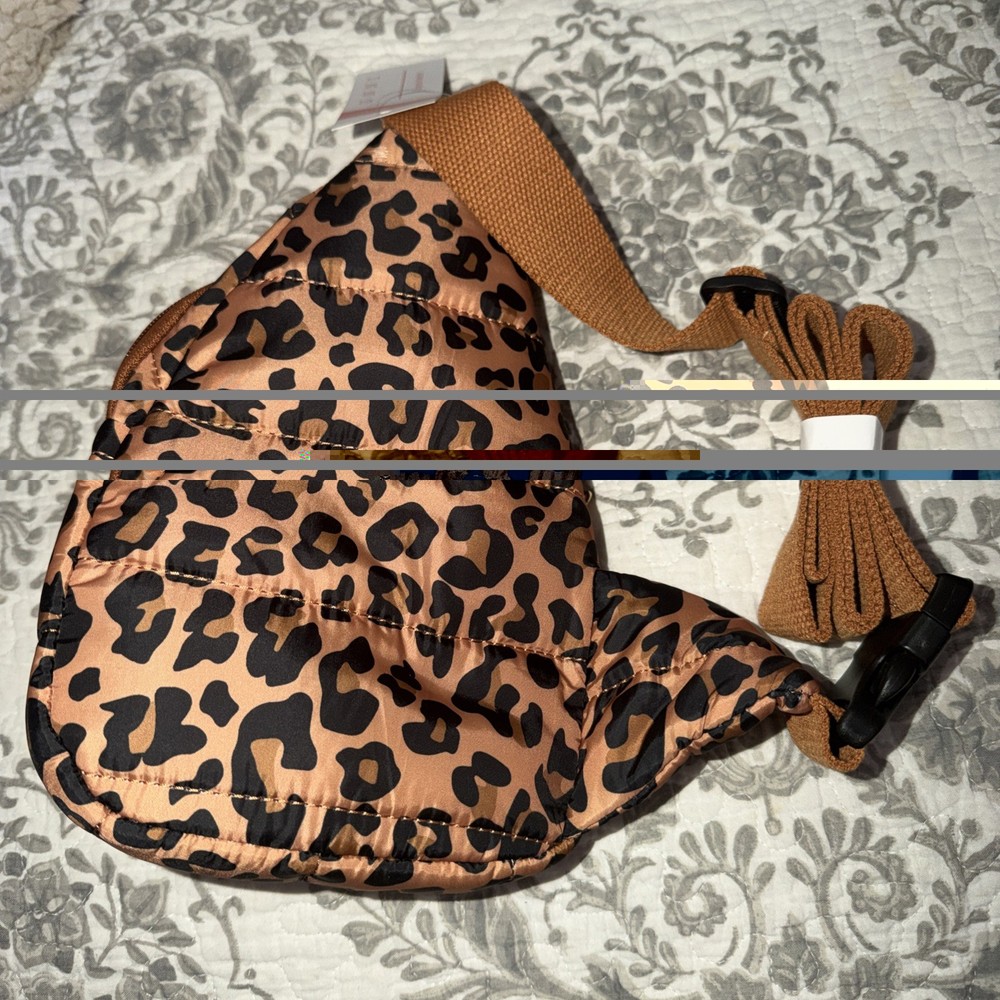 Leopard Quilted Sling Bag New With Tags