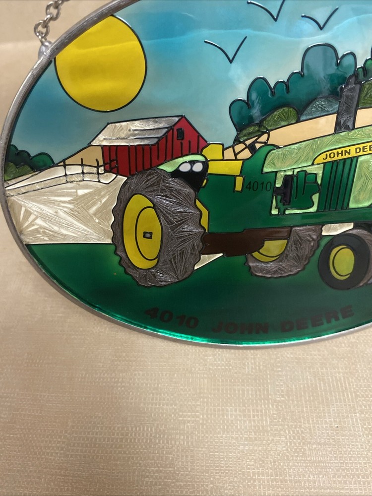 John Deere Decor Stained Glass Hanging Piece