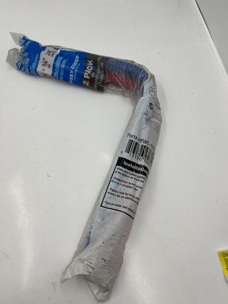 (QTY 2) Home Flex HFWC-07RB-24 3/4" FIP x 3/4" FIP 24" Water Heater Connector