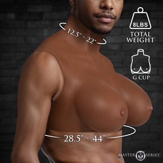 Master Series Perky Pair D-Cup Silicone Breasts - Dark