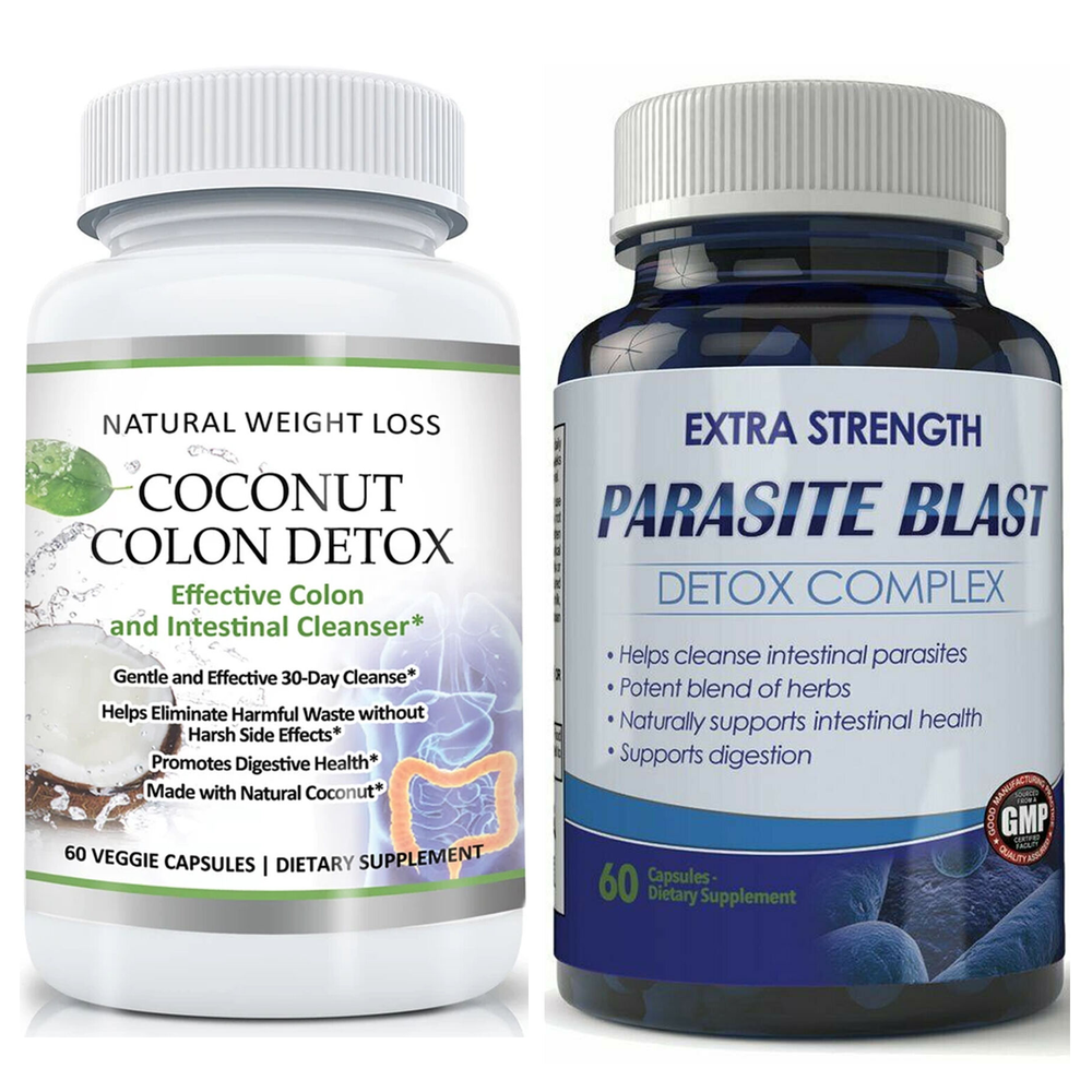 Coconut Colon Detox Weight Loss & Parasite Blast Digestive Support Capsules Pack