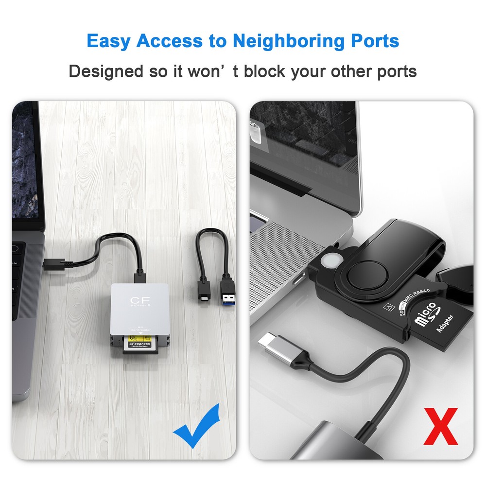 CFexpress Type B&SD Card Reader, USB 3.1 Gen 2 10Gbps Camera Reader Memory Card
