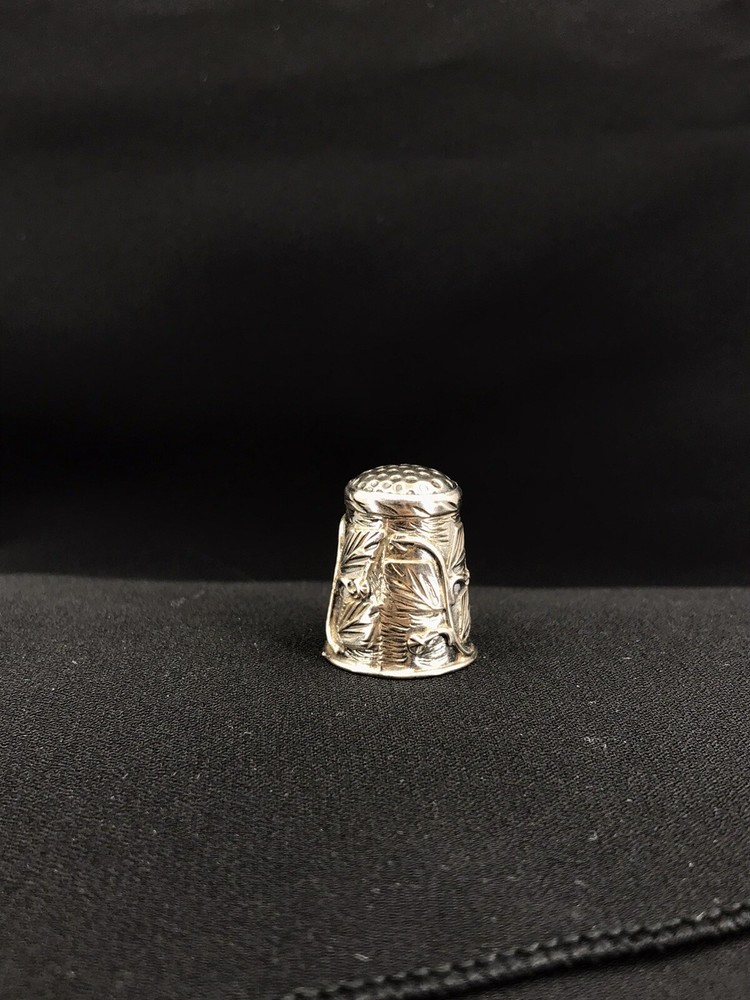 Sterling Silver Thimble Botanical Pattern