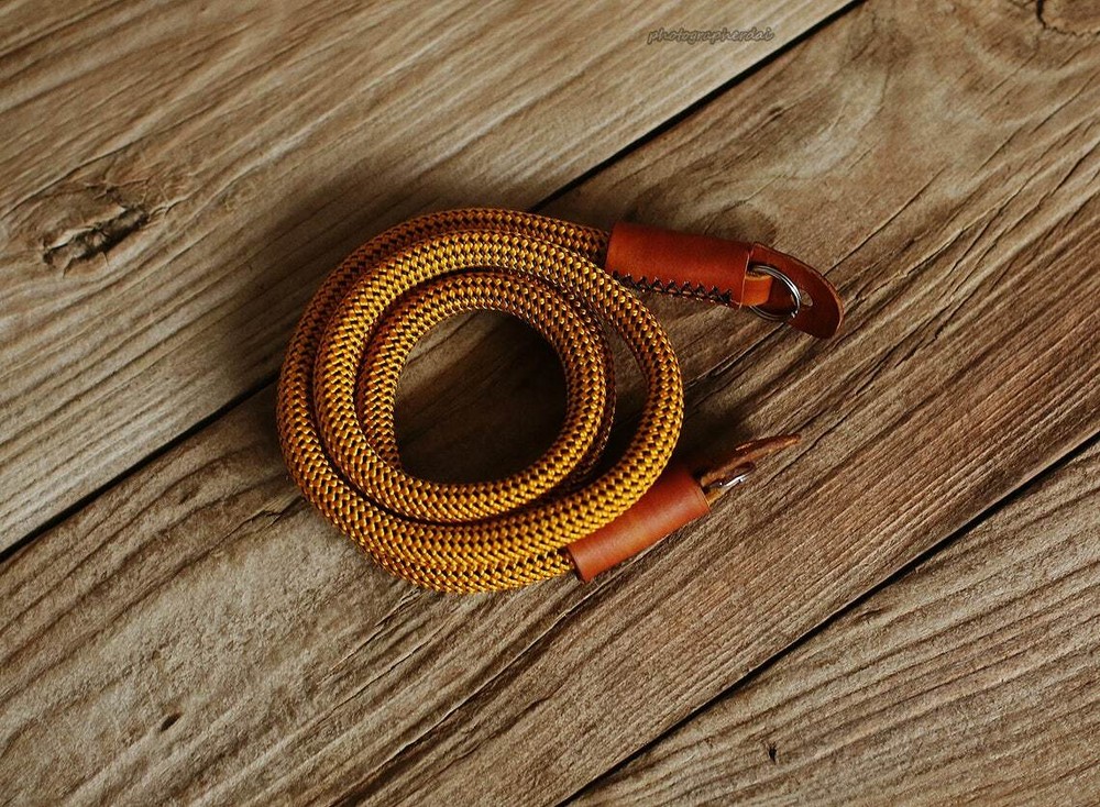 Golden climbing rope 10mm handmade camera strap