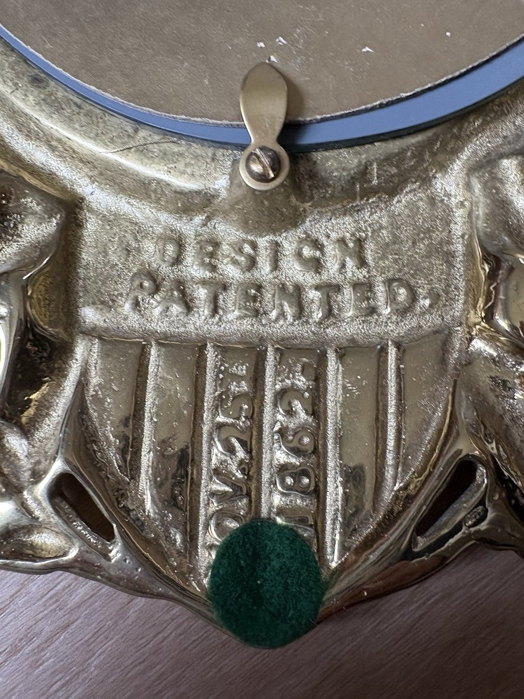 CIVIL WAR ERA SOLID BRASS EAGLE FEDERAL SHIELD MIRROR FRAME VINTAGE