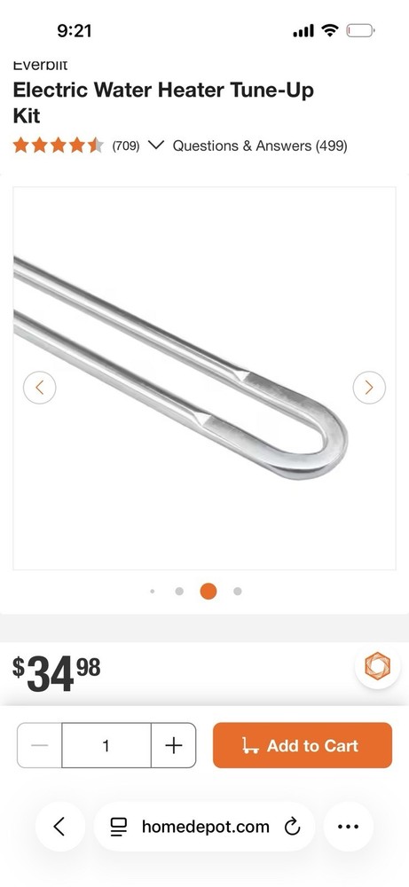 Everbilt Electric Water Heater Tune-Up Kit (missing upper thermostat)