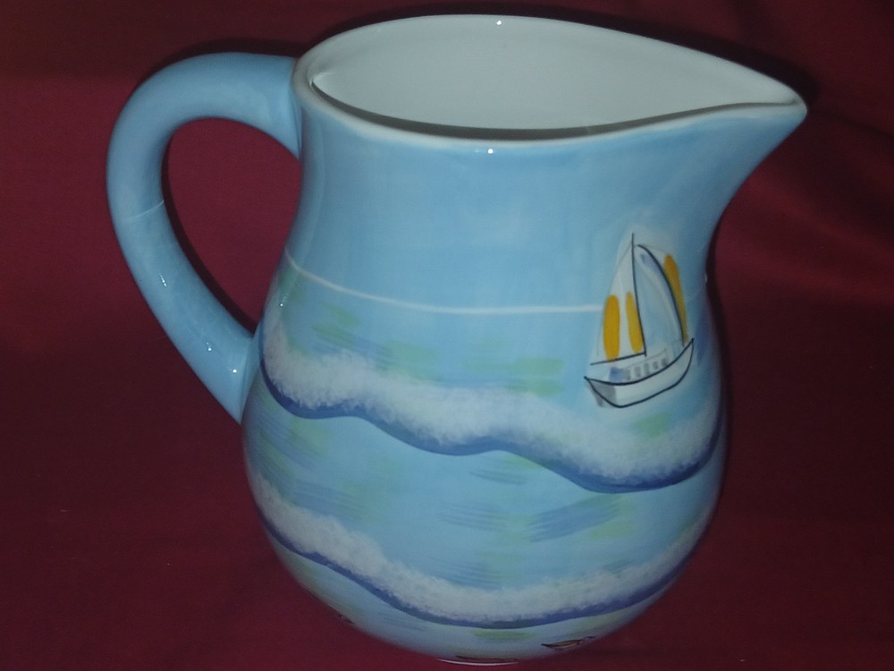 Ceramic Beach Scene Pitcher