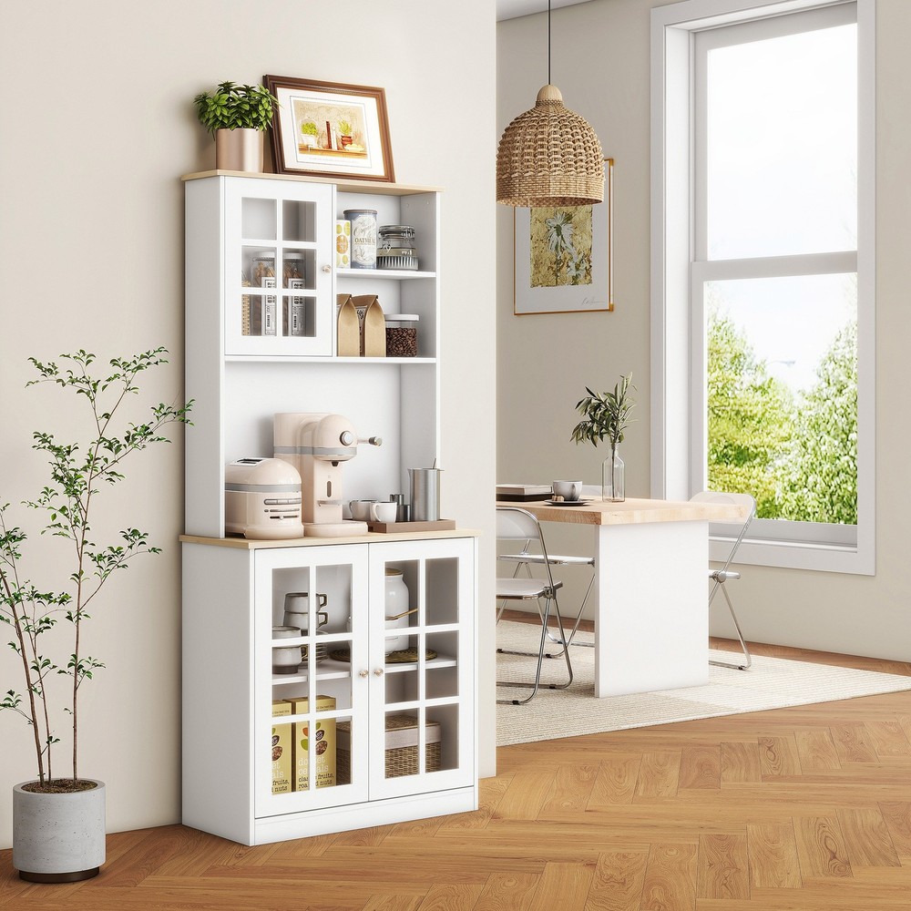 Kitchen Storage Cabinet Sideboard White and Oak