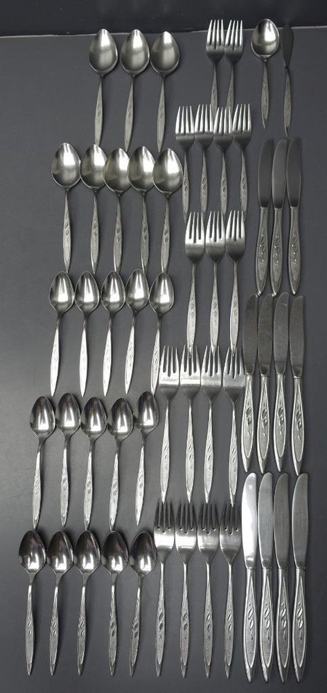 FLATWARE 53pc ROGERS stainless ROYAL HARVEST service for 11 + EXTRAS +SERVING