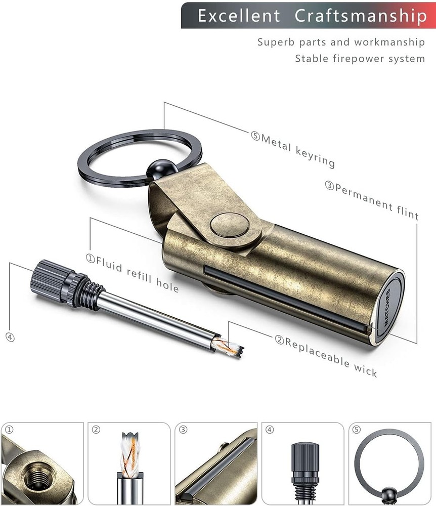 Waterproof Permanent Match Trench Survival Fire Starter Keychain Lighter