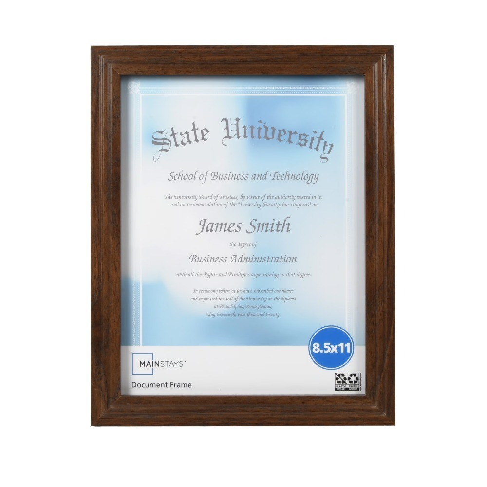 8.5x11 Walnut Picture Frame for Wall or Tabletop Display Document Photo Frame