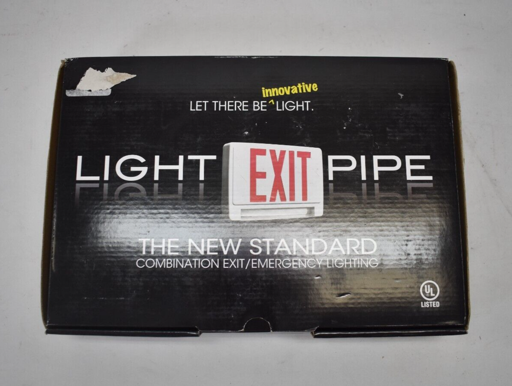 Light Pipe Standard Combination Exit Emergency Lighting LED Sign Red On White
