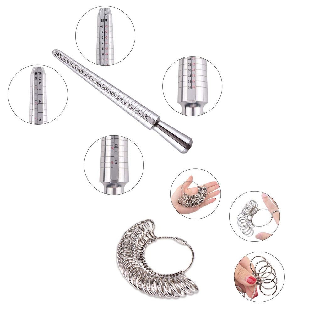 KUUQA Ring Sizer Measuring Tool Set Includes Gauge, 21Pcs, 3