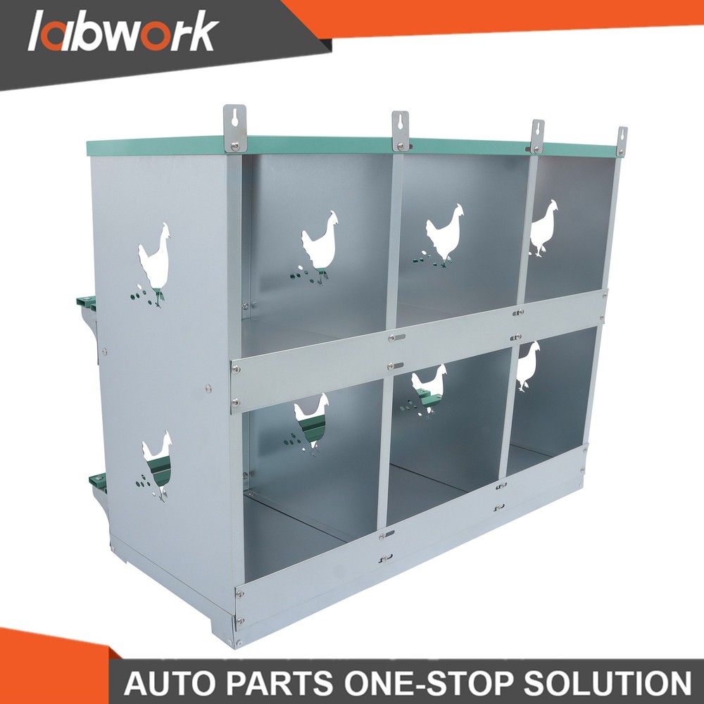 Labwork 6-Compartment Metal Poultry Nesting Box Wall Mount Easy Egg Collection
