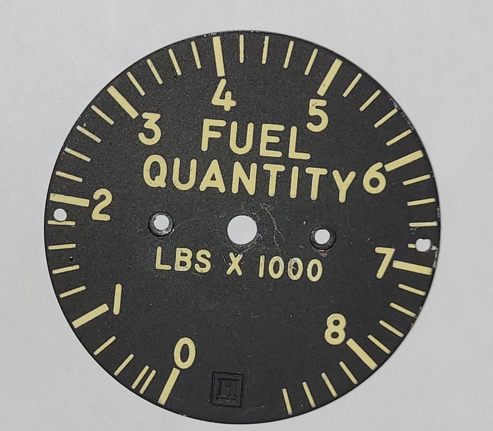 Fuel Quantity Indicator Dial, Glows Orange Under Black Light