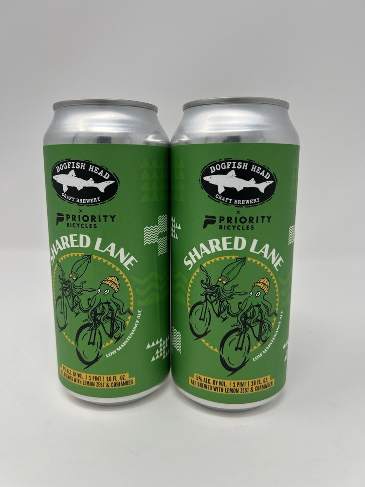 Empty Beer Cans TWO Dogfish Head x Priority Bicycles Shared Lane Ale Craft
