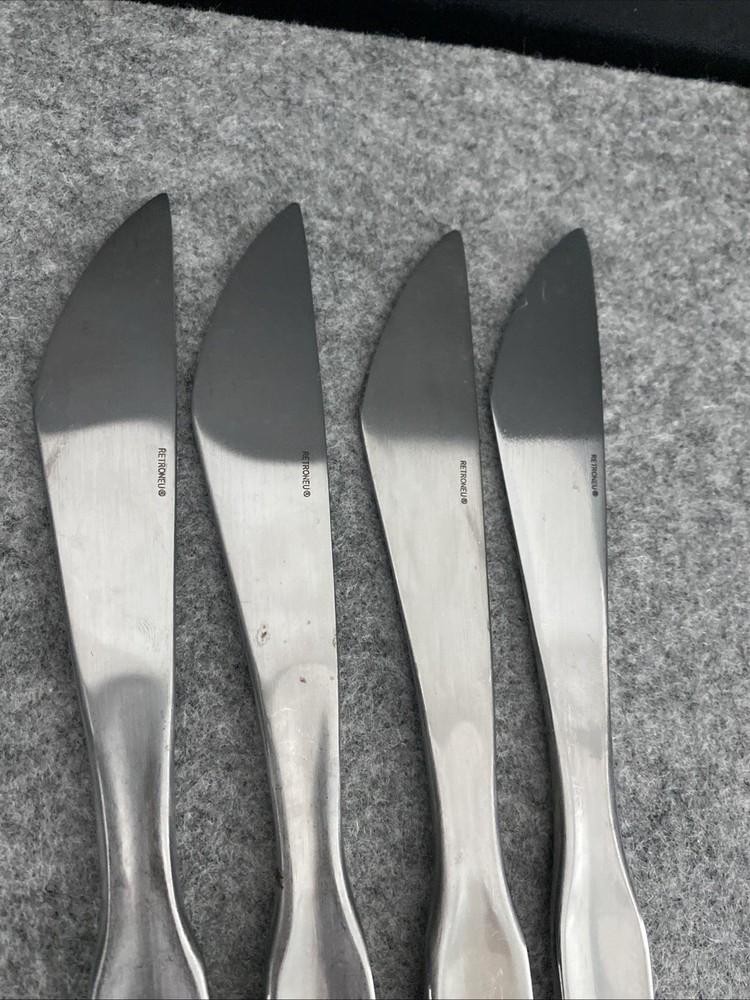 4 Retroneu 18/10 Stainless SILHOUETTE Flatware Modern Solid Knives