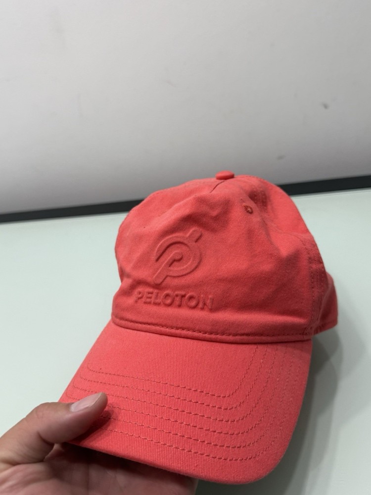 PELOTON Adjustable Strapback Hat Cap Embossed Logo CORAL