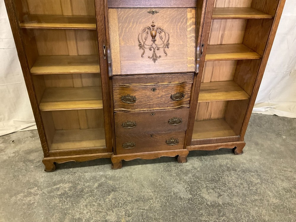 Antique Oak Double Side By Side Secretary Bookcase
