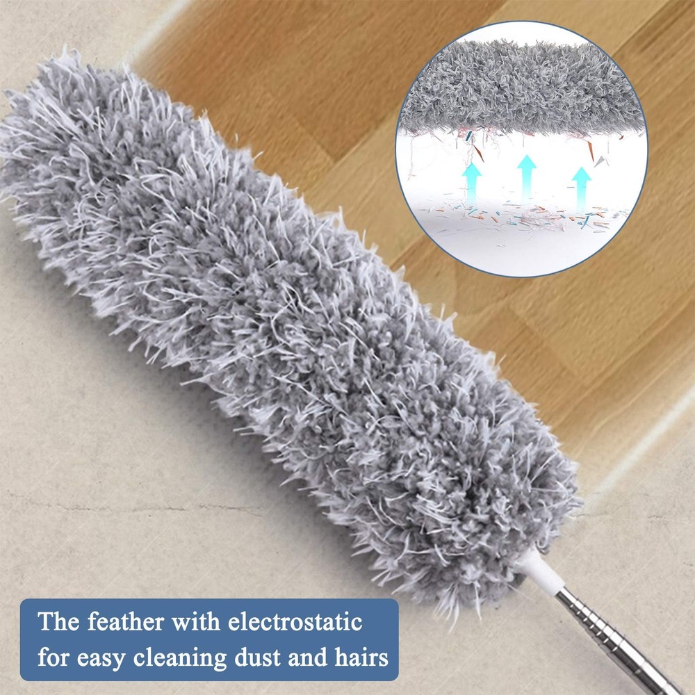 Microfiber Feather Duster, Extendable Cobweb Duster with 100 inches Extension...