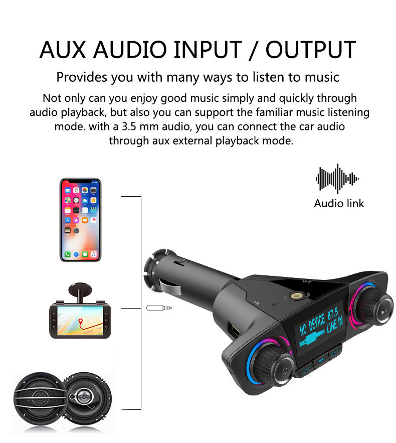 Dual USB Car Audio MP3 Player FM Transmitter Aux Charge Modulator Bluetooth 4.0