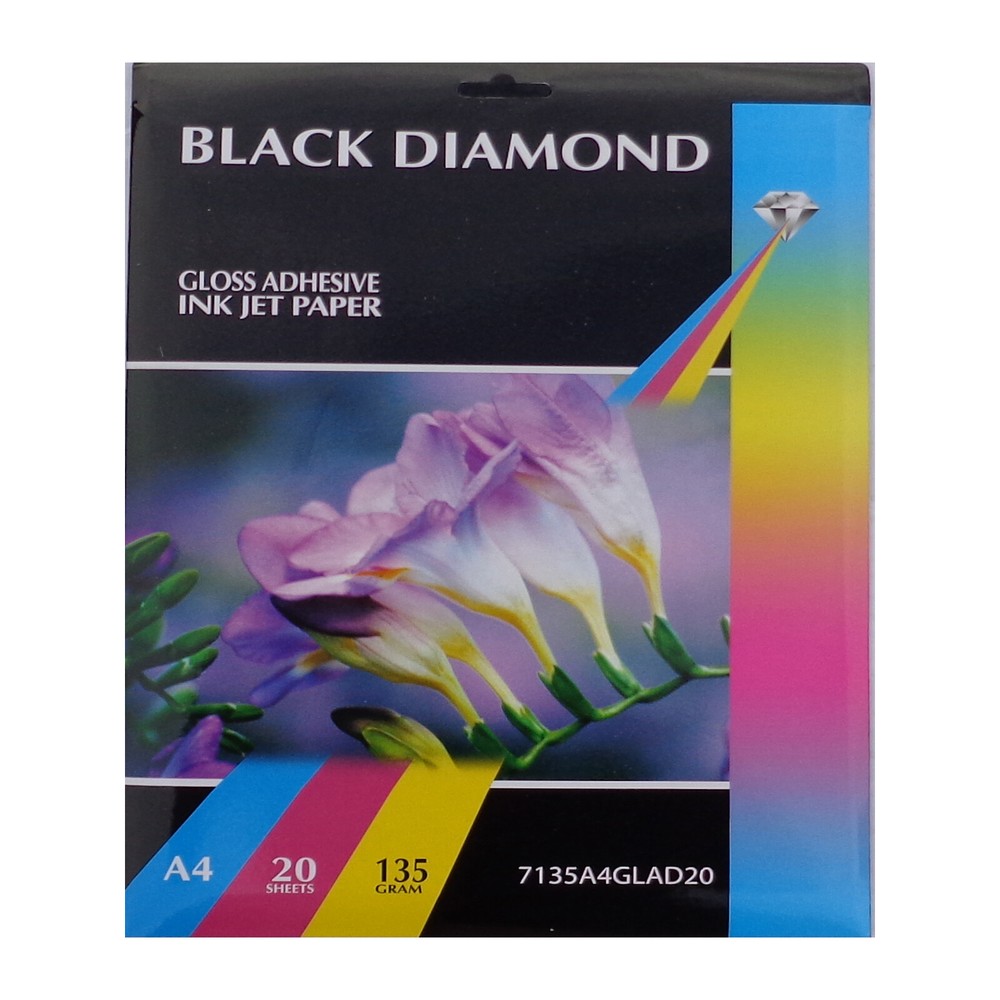 100 Sheets Black Diamond A4 135gsm Self Adhesive Glossy Paper