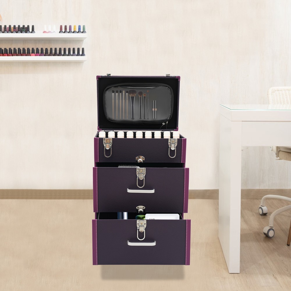 Large Rolling Cosmetic Case Makeup Trolley Rolling Makeup Case Waterproof