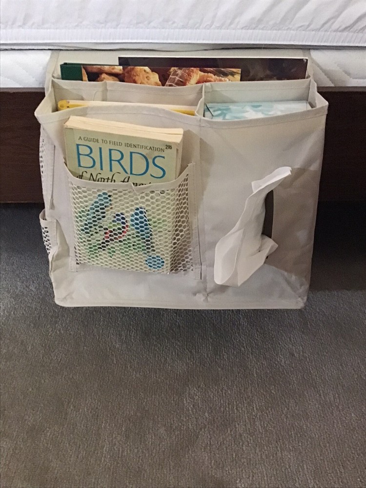 Washable Canvas Bed Pockets Bedside Couch Chair Storage Organizer EUC