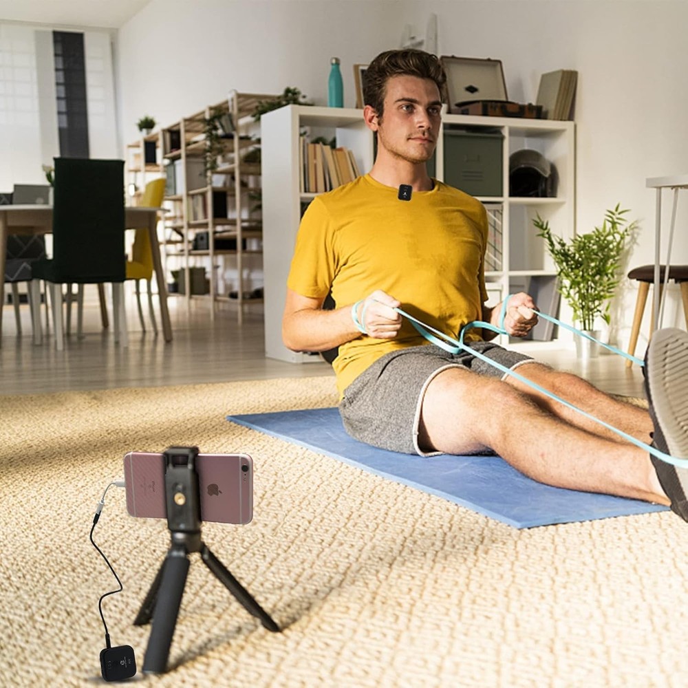 Wireless Lavalier Microphone System Dual Channel for Vlogging Streaming iPhon...