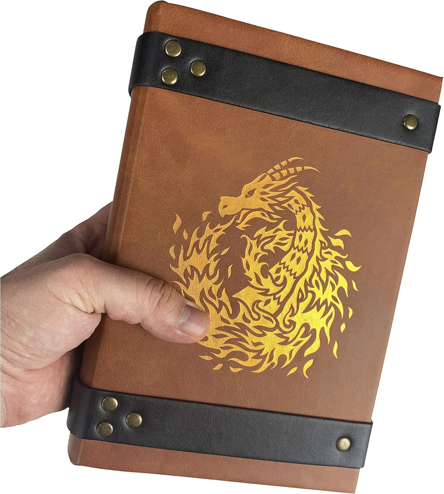 Book-Shaped Cheromatic/Red Fire Dragon Rolling Magic Book Tray for All Tabletop