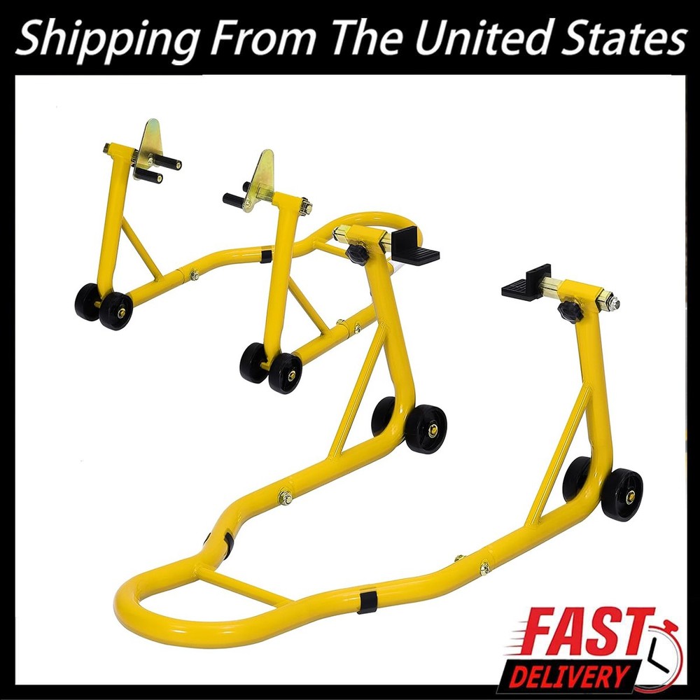 900lbs Motorcycle Front Rear Combo Stand Lift Swingarm Spool Paddock Stand Set