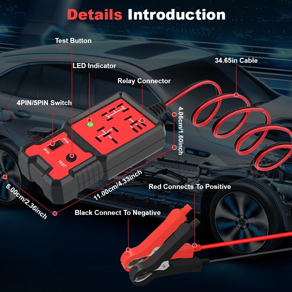 LED Indicator Light Car Battery Checker Electronic Test Car Relay Tester 12V