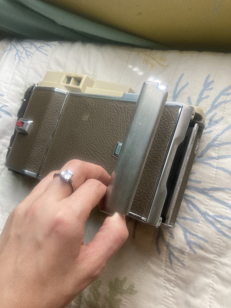 Polaroid 800 Vintage Folding Instant Camera Brown Beige Silver