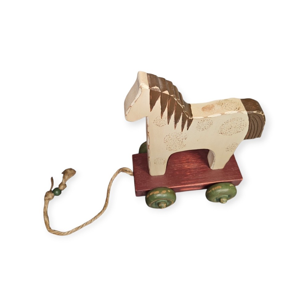 Vintage Pull Horse on wheels Primitive Folk Art