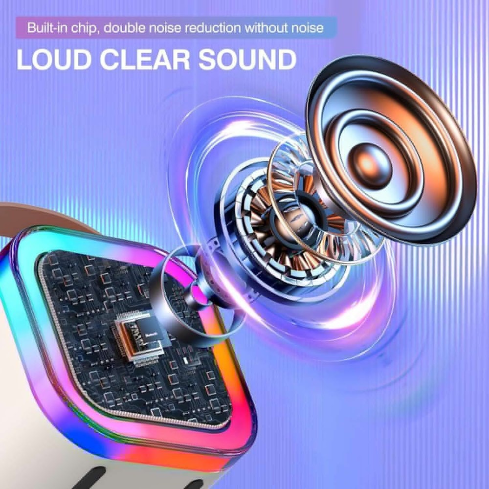 Wireless Mini Karaoke Machine Bluetooth Speaker with 2 Microphones Portable US