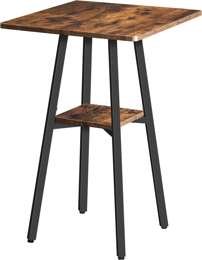 Bar Table, 2-Tier High Top Pub Table, Counter Height Table with Storage, Small