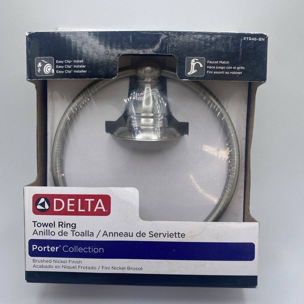 Delta Porter Towel Ring In Brushed Nickel Model PTR46-BN