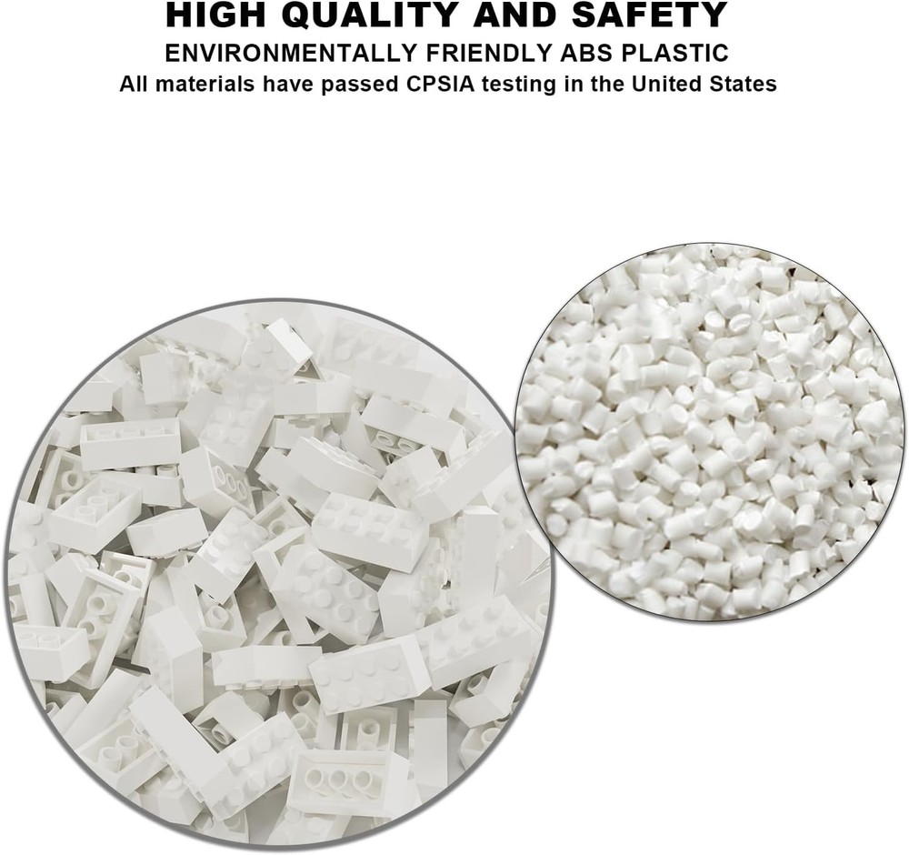 500 Piece Bulk 2x4 Building Bricks, with Lego, Flat White Bricks