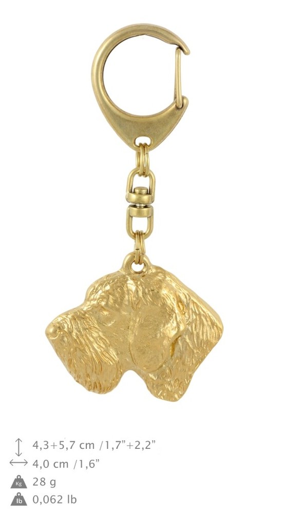 German Wirehaired Pointer - Gilded key ring with dog in gift box, handbag decora