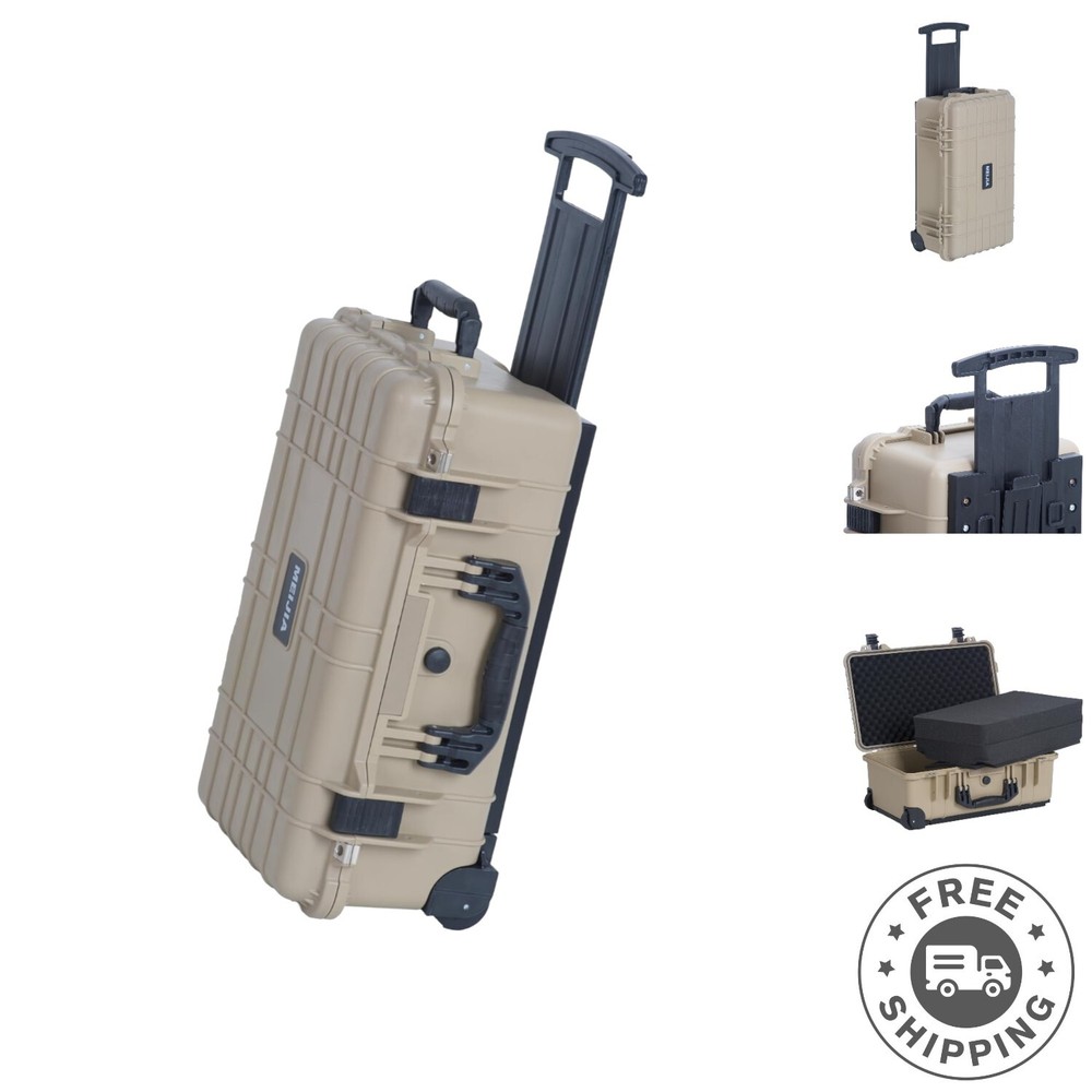 Protective Hard Case with Retractable Handle and Wheels - Waterproof Design