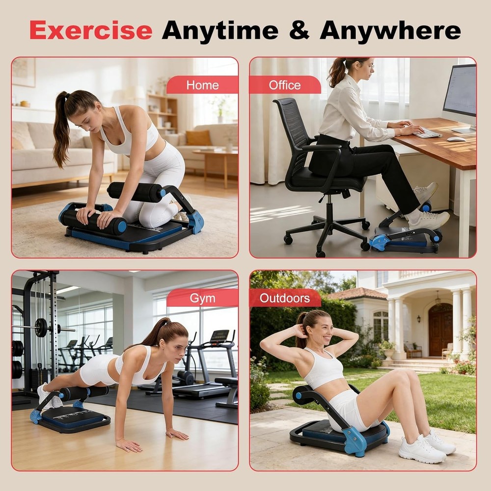 Ab Machine Sit Up Exercise Equipment & Core Machine blue Adjustable Ab Trainer