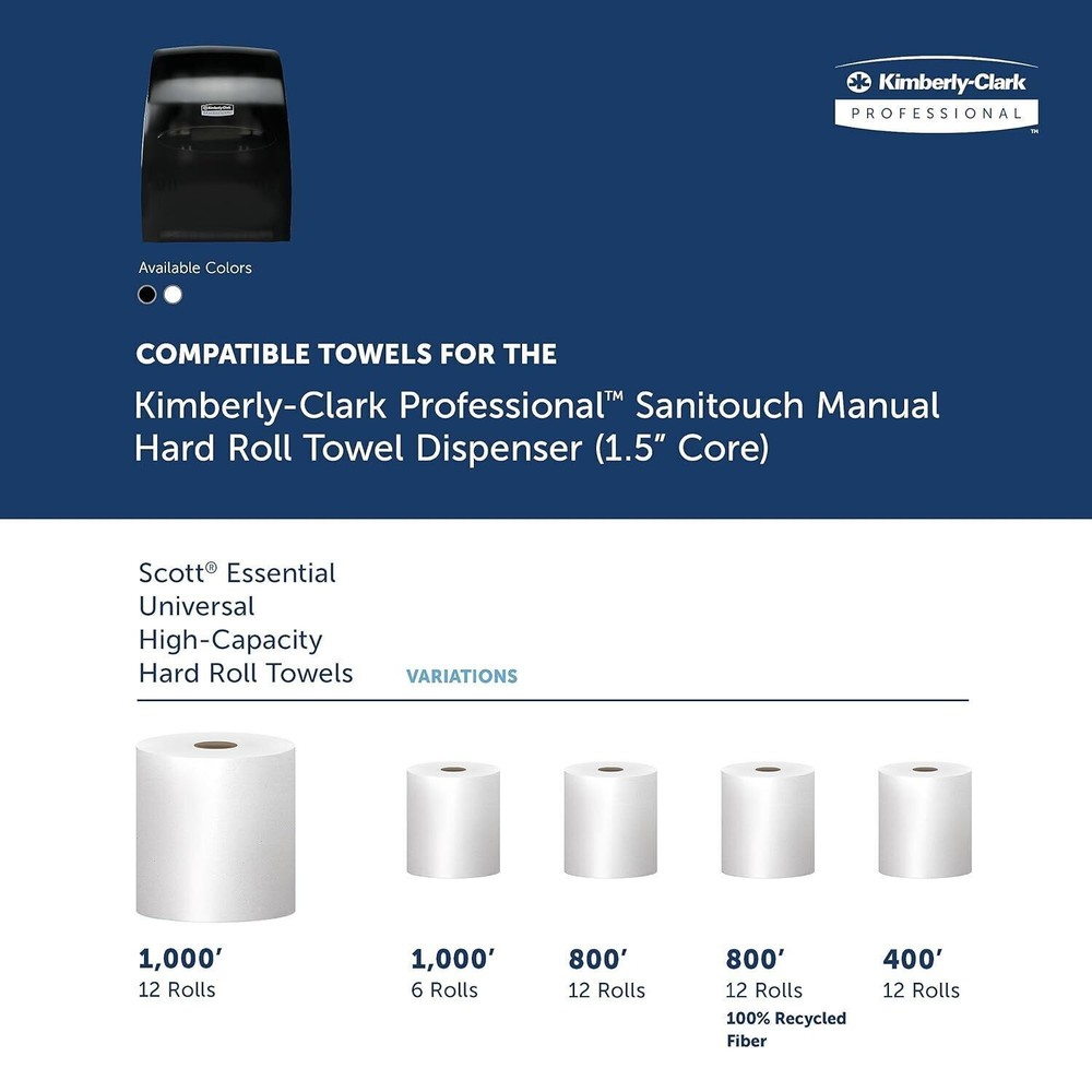 Sanitouch Hard Roll Paper Towel Dispenser Hands-Free Pull Dispensing Wall Mount