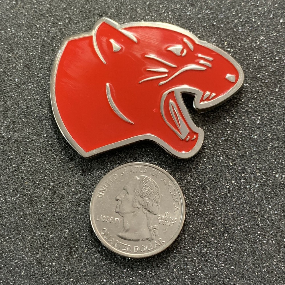 Nice Red Panther Team Support Silver Tone Pin Pinback #40992